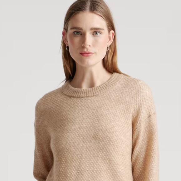 Quince Baby Alpaca-Wool Diamond Stitch Crew Women's Sweater - XS - Picture 2 of 7